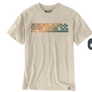 Carhartt Cream T-Shirt with Multicolor Logo